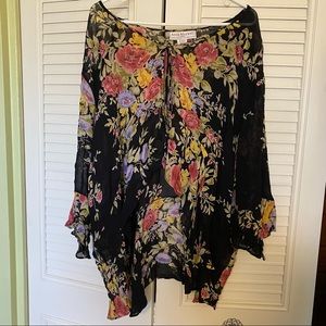 Plus size, black floral shawl